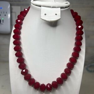 Elegant Huge Red Beaded Necklace